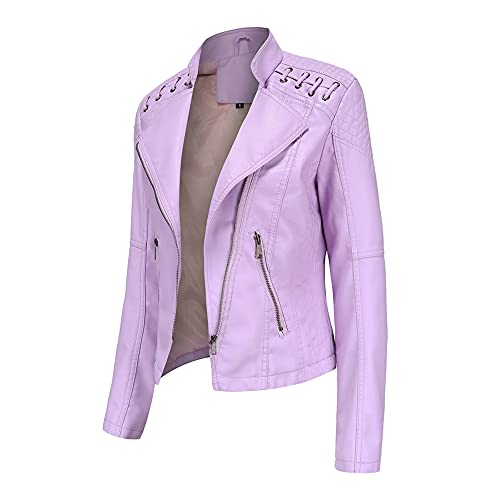 Dear model Women's Leather Jackets,Faux Leather Moto Jacket Slim Thin Leather for Casual Look2