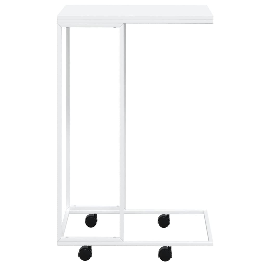 Mesa auxiliar blanca con ruedas, 40 x 30 x 63,5 cm, de material de madera, diseño C, para sofá y cama, práctica mesa de salón