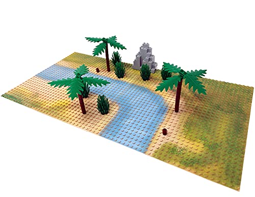 Modbrix Dschungel Set: Bausteine Bäume mit bedruckten Grundplatten und 4 Dinosaurier Figuren Cover