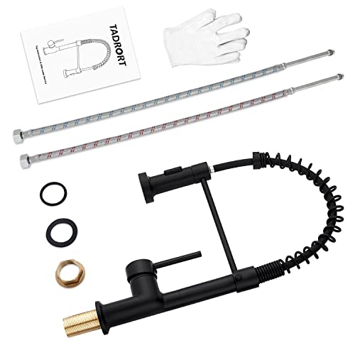 TADRORT Rubinetto da cucina nero con molla a