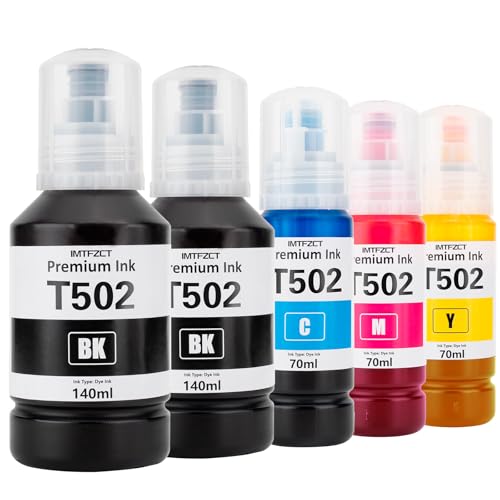 Replacement for Epson 502 Ink Refill Bottles for ET-3760 ET2760 ET2750 ET-4760 ET-2850 ET-15000 ST-4000 ST-2000 ET-3710 ET-3850 ET-3750 ET-4850 ET4750 ET2700 ST3000 ET3700 Printer(2BK C M Y)