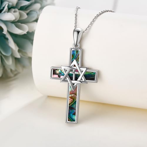 YFN Sterling Silver Star of David Cross Tree of Life Pendant Necklace Jewish Judeo Christian Religious Jewelry for Women Men2