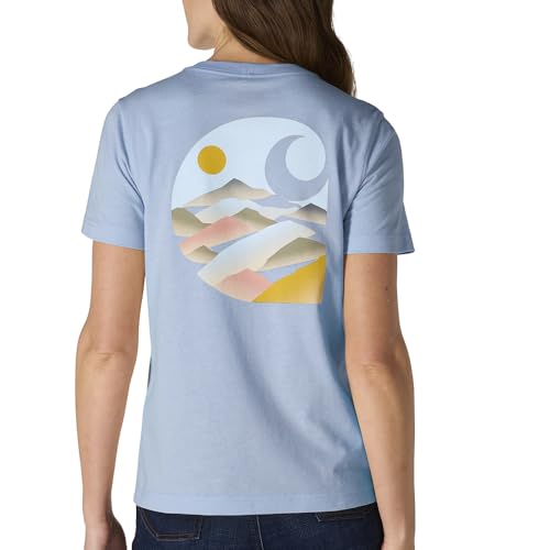 Image of Carhartt Women's Relaxed Fit Lightweight Short-Sleeve Pocket Graphic-c T-Shirt, Light Faded Navy, S