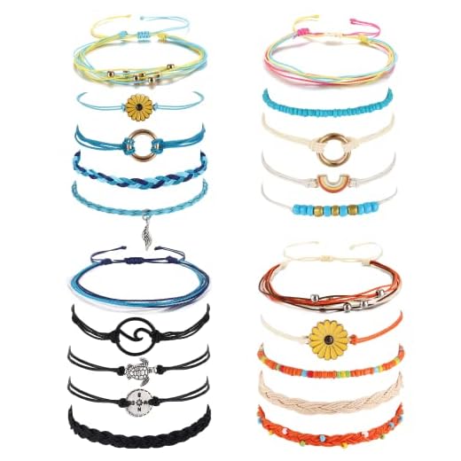 MILACOLATO Pulseras Mujer Pulsera Trenzada Hecha a Mano con Hilo Multicolor Pulseras Bohemias Impermeables para Mujer Conjunto De Joyería Artesanal Bohemia