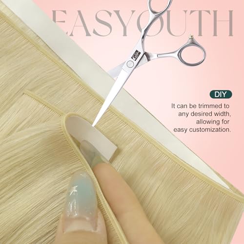 Image of Easyouth 120g Tape in Weft Hair Extensions Human Hair Blonde 20inch Enhanced Volume Genius Weft Hair Extensions Real Hair Platinum Blonde Washability Skin Weft Tape Hair Extension Blonde 4pcs
