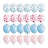 Pop Fizz Designs Gender Reveal Decorations- Pink & Blue Confetti Balloon Pack- 24 Count