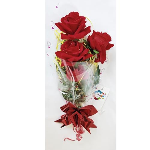 Image of India Artificial Rose Flower Bouqet for Decoration | for Home Decor, Vase Arrangement, Wedding, Party & Festival| for Him Her Girlfriend Boyfriend Wife Husband | (5 in 1 Rose Bouquet)