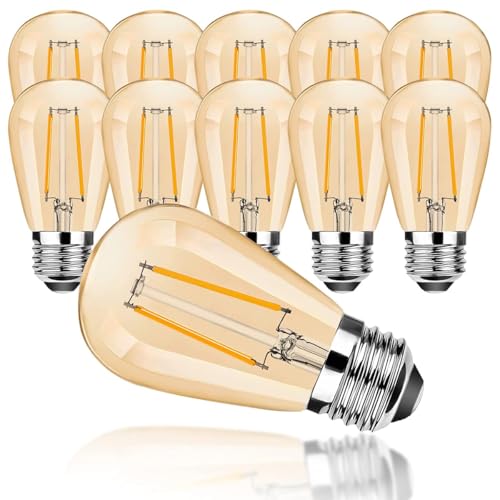 ProCrus E27 S14 LED 2W Vintage Edison Glühbirne,E27 Glühbirnen,2700K Warmweiß Retro Glühbirnen,10W Glühlampen äquivalent,für Outdoor Lichterketten Ersatzbirne,Nicht dimmbar,Energieklasse G,10er Pack