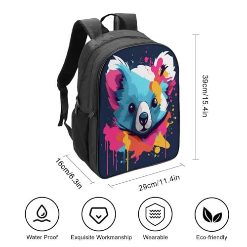 Mochila de poliéster resistente y lienzo estampado koala para niños 2