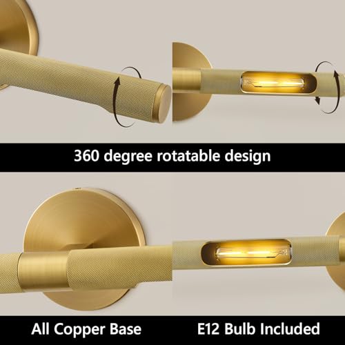 Image of Museum Gallery Picture Light for Wall19 Long Gold Brass Dimmable Hardwired Wall Sconces with E12 Bulb - Frame Pictures Art Deco Sconce Lights for Painting Photo Artwork Library Vanity Over