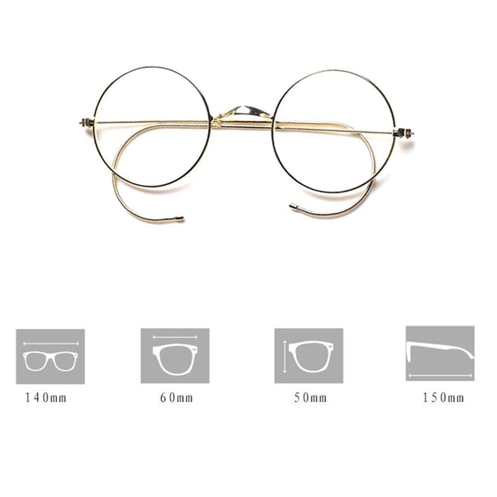 Round Lesebrille Kristall Linse Vintage Senior Lesebrille Metallrahmen Tragbar Computerbrille Unisex Mini Brille HD Anti-Glanz 2.0(+2.0)