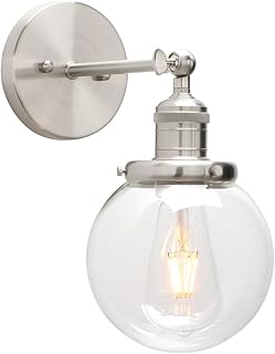 Phansthy Industrial Wall Lights Vintage Wall Sconces with Clear Globe Glass Shade Wall Lamp Suitable for Hallway Living Ro...
