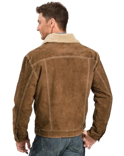 Scully Cafe Brown Boar Suede Shearling Collar Men's Jean Jacket 1133