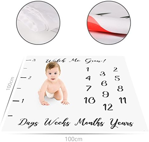 XMyth Baby Monthly Milestone Blanket, Newborn Photo Background Props, Super Soft Baby Swaddling Blanket for Photography-white
