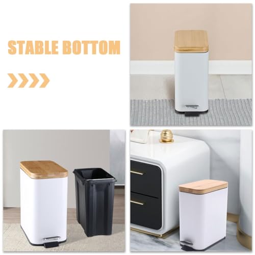 Caneca de basura con pedal y tapa, 5 L, blanca, plástico miniatura 3