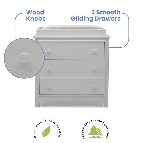 Delta Children Perry 3 Drawer Dresser with Changing Top and Interlocking Drawers, Moonstruck Grey - image 6