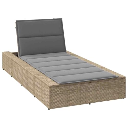 Genérico Tumbona con cojín Flotante ratán sintético Beige,Mobiliario,Muebles de jardín,Asientos de Exterior,Tumbonas-4104205