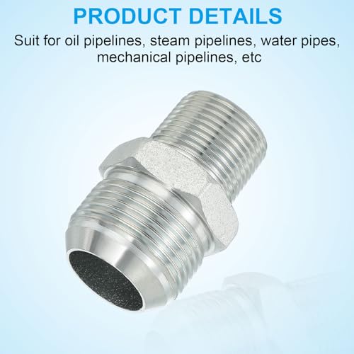 Image of PATIKIL Pipe Adapter Connector 1-5 /16 inch Male 74 Flare JIC x 3 /4 inch Male R Pipe Fitting Oil Feed Restrictor Fitting Hydraulic Connector for Oil Steam Water Pipelines System