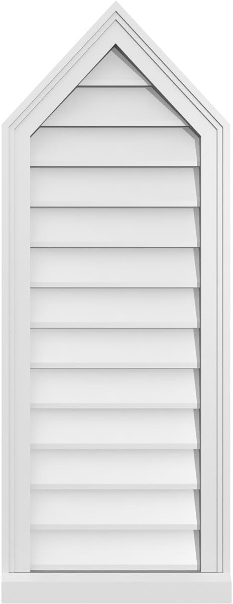 GVSPE16X4203SN-13 Peaked Top Brickmould Sill Frame, Primed Tan Signature Series Surface Mount Gable Vents, 16-in. W x 42-in. H, Unfinished