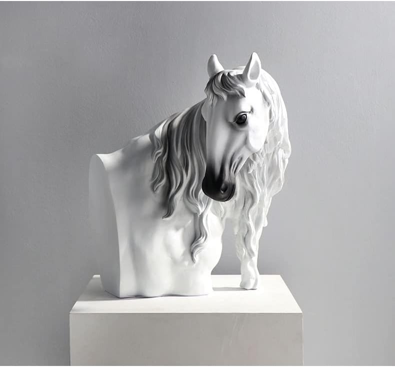 Miniatura 5 de QTBH Chinese feng Shui Statue Sculpture Modern Chinese Style Horse Head Sculpture Ornaments Simple Desktop Ornaments Living Room Porch Home