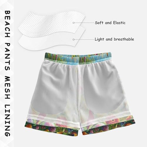 Hummingbird Flowers Butterflies Boys Swim Trunks Quick Dry Toddler Swimsuit Boy Board Shorts Bathing Suits Swimwear L4