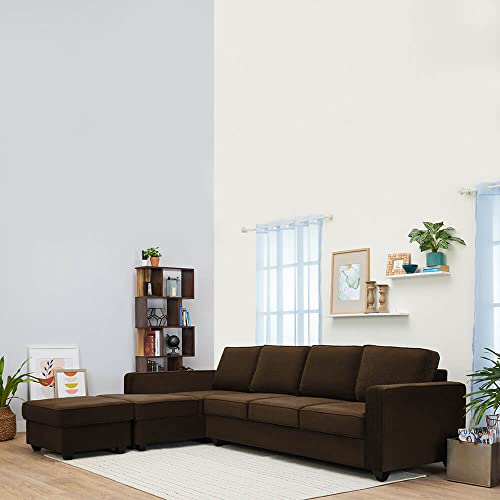 Image of Wakefit Sofa Set | 3 Year Warranty | Sofa 3 Seater, 3 Seater Sofa for Living Room, Wooden Sofa Set, 3 Seater + Left Aligned, Sofa for Living Room - Napper(Malphino : Dark Earth)