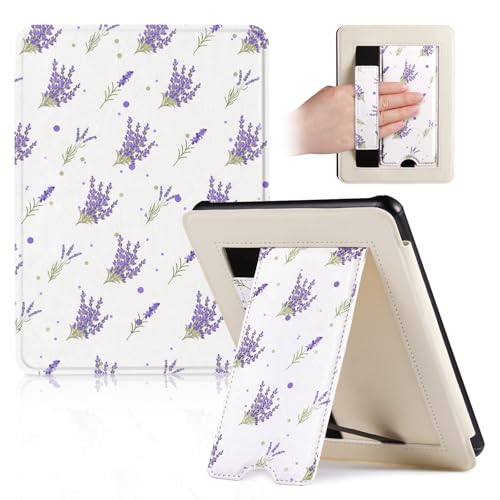 Image of CoBak Lightweight Stand Cute Case for 7 inch Kindle Paperwhite 12th Gen 2024 and Kindle Colorsoft with Right Hand Strap - Compatible with iPhone MagSafe, for Samsung /Anker Wireless Charging Pads