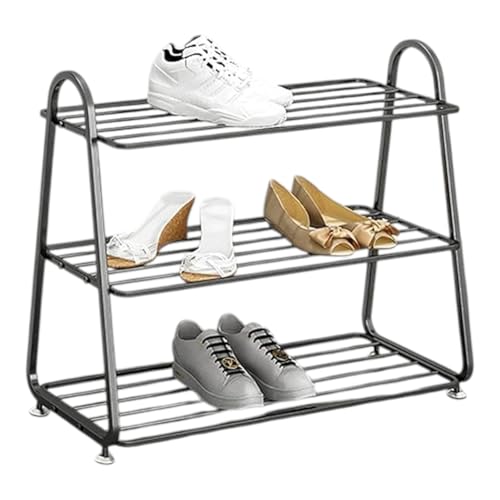 Image of MetalTouch 3-Tier Metal Shoe Rack for Entryway, Closet, or Bedroom ? Stackable & Space-Saving Shoe Organizer Shelf ? Rustproof, Heavy-Duty Storage ? Black