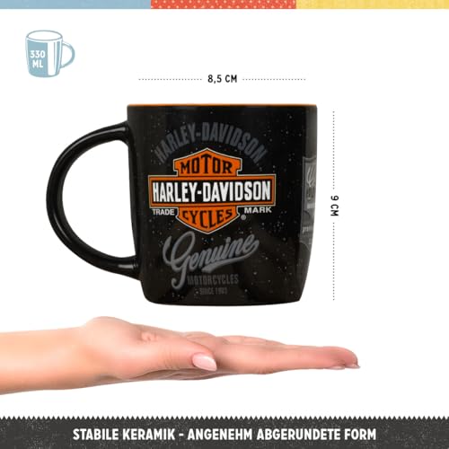 Nostalgic-Art Retro Kaffeebecher, 330 ml, Harley-Davidson – Genuine Logo – Geschenk-Idee für Biker, Original Lizenzprodukt (OLP), Keramik-Tasse für Kaffee, Vintage Design