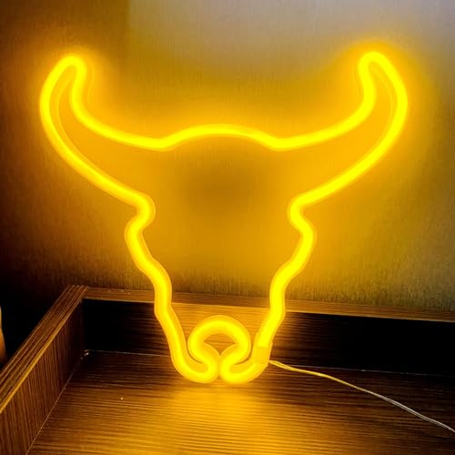 Image of Cow Neon Sign Led Cute Western Cowboy Light up Sign for Wall Bedroom Dorm Bar Counter Party Indian Decor,LED Neon Night Lights Battery and USB Powered,Neon Lights Cow Gifts for Kids