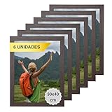 MARCOFOTO Set de 6 Marcos de Fotos - Marco Para Cuadros - Marco de Fotos - Marco Foto - Marcos Cuadros - Marcos Fotos Pared con Cristal - Marco Fotos - Marcos Madera MDF Marron Oscuro - 30X40