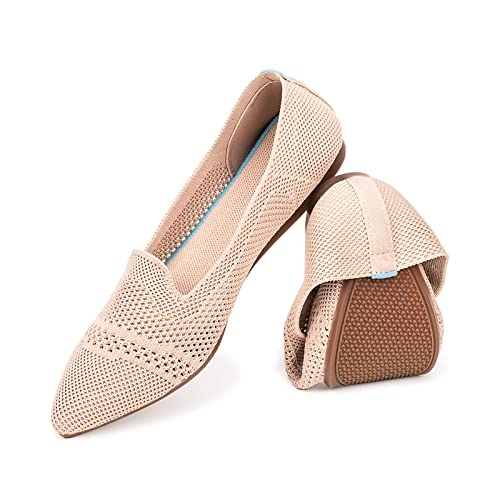 Image of Frank Mully Women's Casual Loafer Flats Slip On Loafer Shoes Comfortable Knit Flat Shoes Classics Pointy Toe Loafer Flats,for Work,Travel