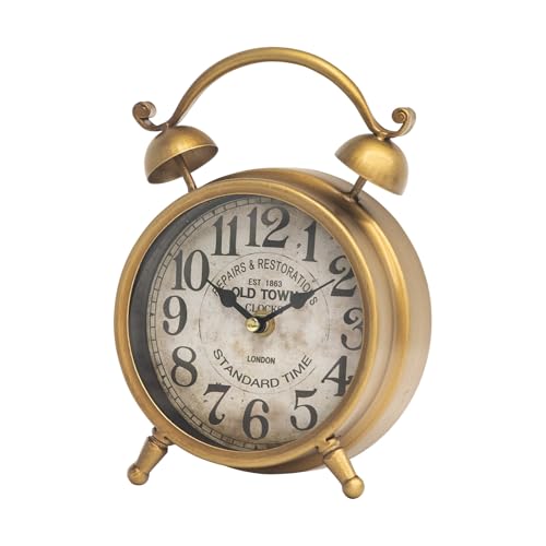 UPPER DECOR Antique Gold Table Clock for Living Room Decor,
