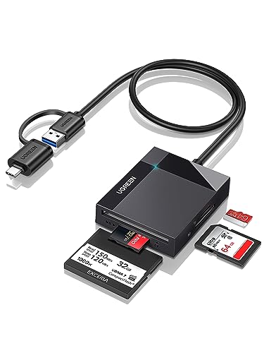 UGREEN SD Card Reader USB 3.0 USB C 4 in 1 Memory Card OTG Adapter for SD Micro SDHC SDXC CF CFI TF Micro SDHC MS MMC UHS-I Cards Compatible for iPhone 15 Series MacBook, SanDisk, iPad Pro, Galaxy
