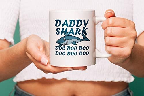 GrassVillage Daddy Shark Doo Doo Doo Mug, Cup, White, Funny, Sarcasm Mug Fathers Day Xmas 11oz