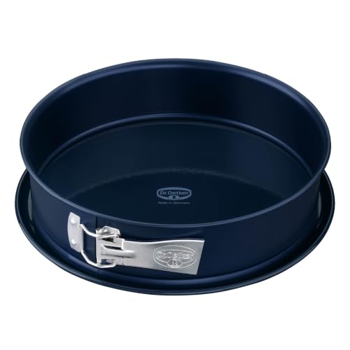 Produktfoto von Dr. Oetker Springform Ø28 cm Back-Liebe Emaille, Dunkelblau, runde Backform mit Schnitt Funktion, auslaufsicher