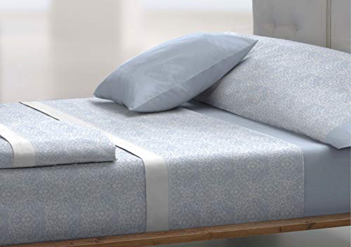 TOLRA Juego DE SÁBANAS Cama de 105 cm Azul CORONA-4133