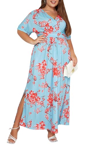 Keluummi Women's Plus Size V Neck 3/4 Sleeve Empire Waist A-Line Maxi Dress by Keluummi - Used condition - Image 2