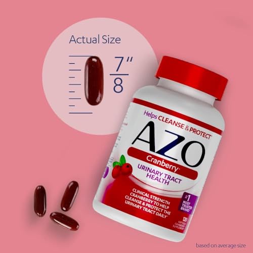 Image of AZO Cranberry Urinary Tract Health Dietary Supplement, 1 Serving = 1 Glass of Cranberry Juice, Sugar Free, 100 Softgels (Pack of 24)