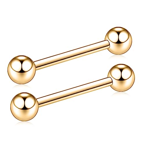 PEAKLINK G23 Titanium Nipple Barbell Nipple Rings Nipple Bars Straight Bar Body Jewelry Barbell Eyebrow Internally Threaded Tongue Piercing 12 14 16G3
