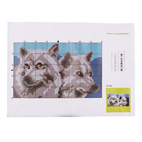 Image of clubevy Latch Hook Kits DIY Cushion Cross Stitch Kits Embroidery for Adults Beginner DIY Needlework Rectangle Floor Desk Mat Home Decoration, Wolf