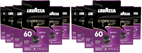 Image of Lavazza Espresso Maestro Intenso Aluminum Capsules Compatible with Nespresso* Original Machines, Medium-Dark Espresso Roast, Arabica and Robusta (10 Count)(Pack of 12)