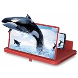 2026 New Big Screen Phone Magnifier, Upgrade HD Screen Expander, Foldable Phone Stand with Movie Screen Amplifier for Travel, Portable 3D Magnifying Screen for Elderly (Red, 10 in)