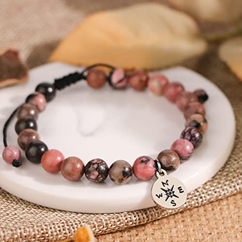 Joycuff Women's Bracelet 2023 Graduation Gifts For Her Compass Bracelet For Girlfriend From Boyfriend Natural Stone Bracelet For Best Friend Soul Sister Beaded Jewelry #TOP3