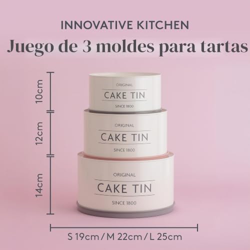 Moldes para tartas Mason Cash Innovative Kitchen apilables con base elevada para servir set de 3 5