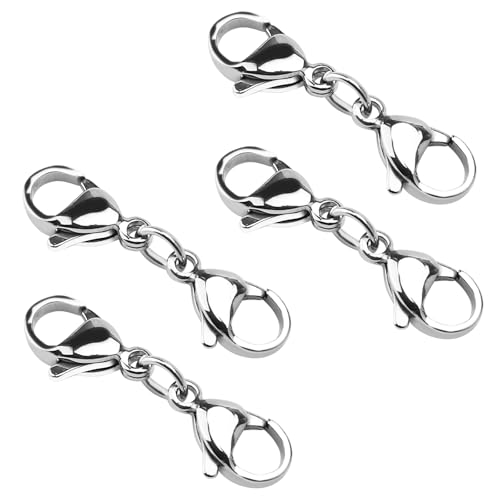 Zmdmah Cierre De Cadena, 4 Unidades, Doble Apertura, Mosquetón, Conector De Pulsera, Extensor De Collar, Acortador, Extensión, Hebilla De Langosta Para Manualidades, Joyas
