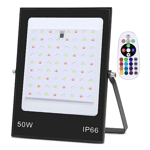 Projecteur LED RVB 50W extérieur étanche avec télécommande pour jardin