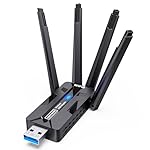 USB WiFi Adapter for PC WiFi Adapter 1800Mbps Max Speed 4 High-Gain PC WiFi Antennas Ultra-Long Range Signal Reception Wireless Wifi6 Adapter for Desktops & Laptops PC Dual-Network Card connectivity