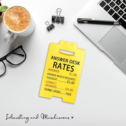Funny Office Cubicle Decor Answer Desk Rates Desk Sign Team Office Gag Gifts for Coworker Teammate Employee Boss Manager Supervisor