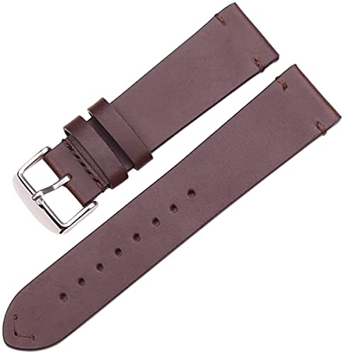 Bracelet montre vintage cuir marron foncé 22 mm avec boucle noire